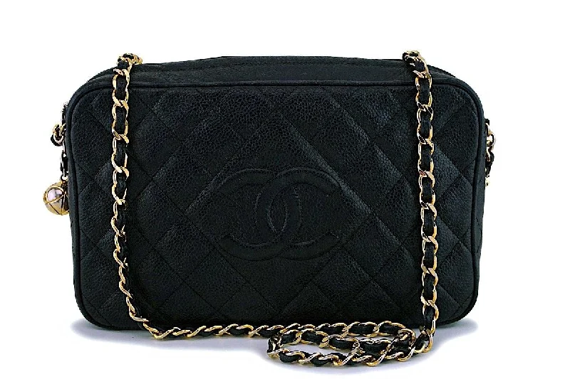 Chanel Vintage Black Caviar Camera Case Bag 24k GHW