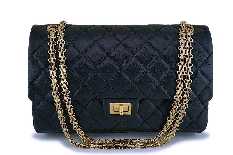 Chanel Black Aged Calfskin 226 Reissue 2.55 Classic Double Flap Bag GHW