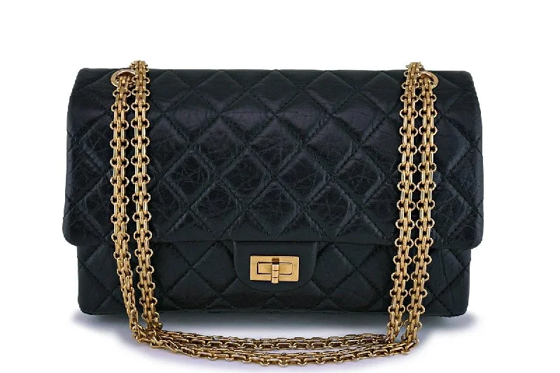 Chanel Black Aged Calfskin Classic Reissue 2.55 226 Double Flap Bag GHW