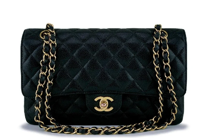 Chanel Black Caviar Classic Medium Double Flap Bag 24k GHW