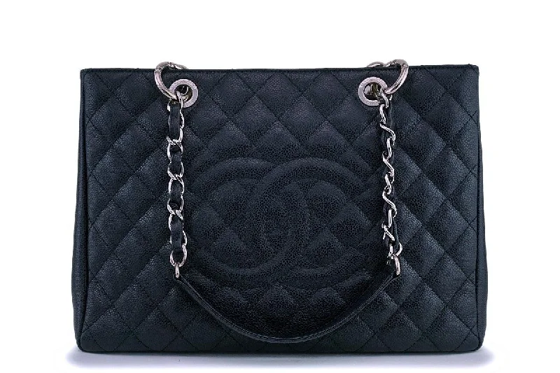 Chanel Black Caviar Grand Shopper Tote GST Bag SHW