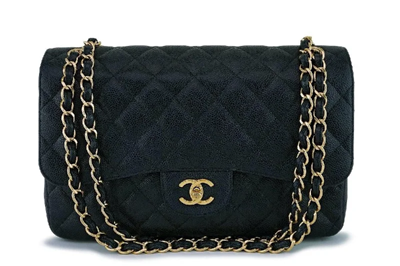 Chanel Black Caviar Jumbo Classic Double Flap Bag GHW