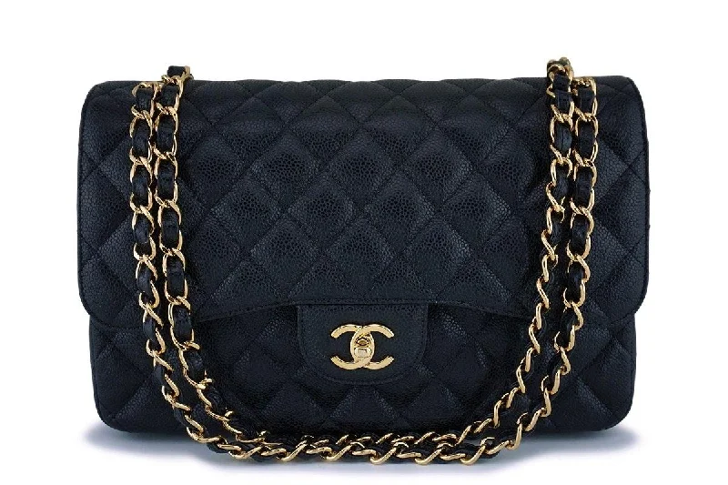 Chanel Black Caviar Jumbo Classic Double Flap Bag GHW