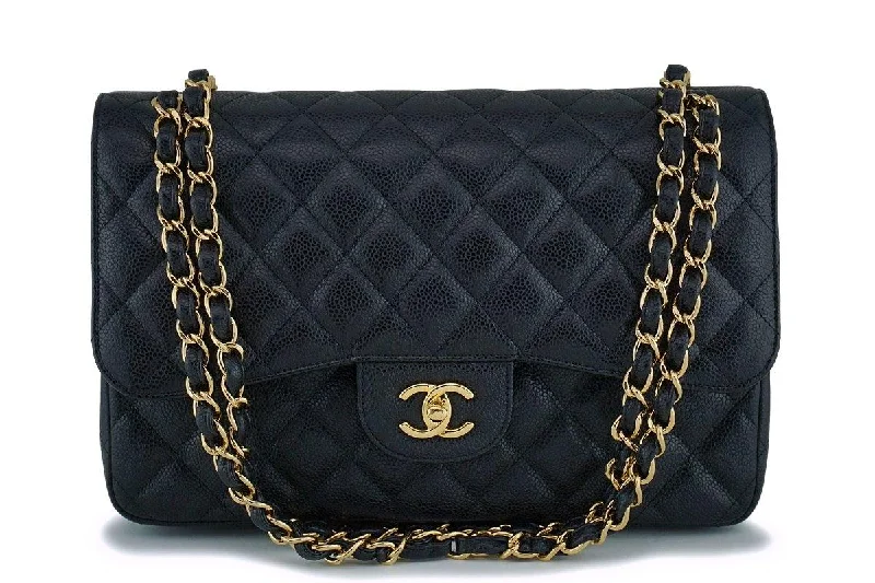 Chanel Black Caviar Jumbo Classic Double Flap Bag GHW