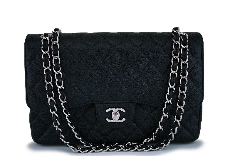 Chanel Black Caviar Jumbo Classic Double Flap Bag SHW