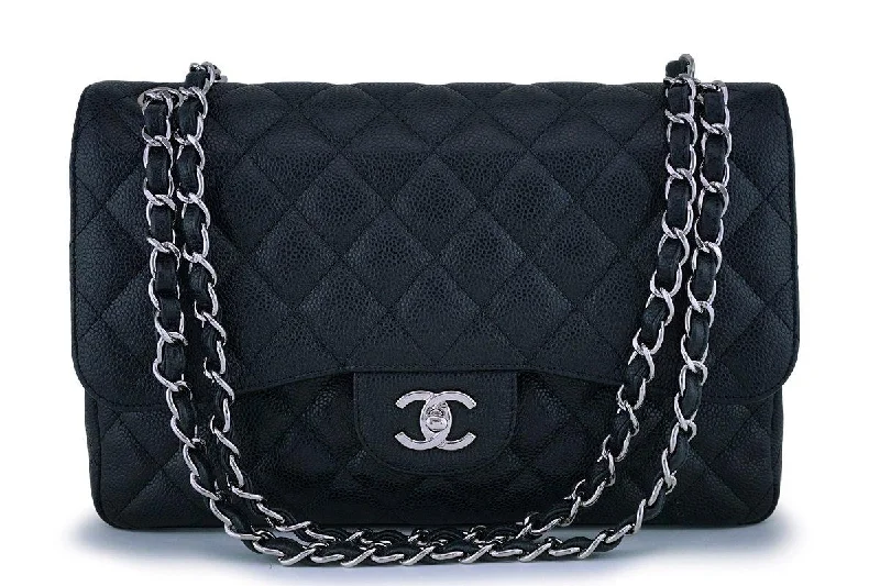 Chanel Black Caviar Jumbo Classic Double Flap Bag SHW