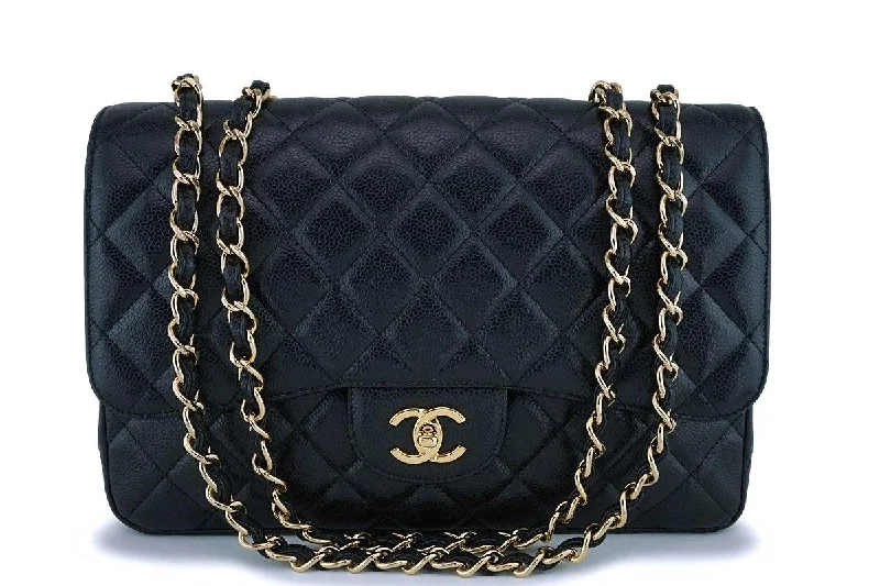 Chanel Black Caviar Jumbo Classic Flap Bag GHW