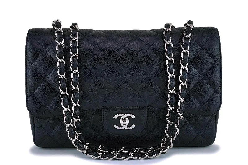 Chanel Black Caviar Jumbo Classic Flap Bag SHW