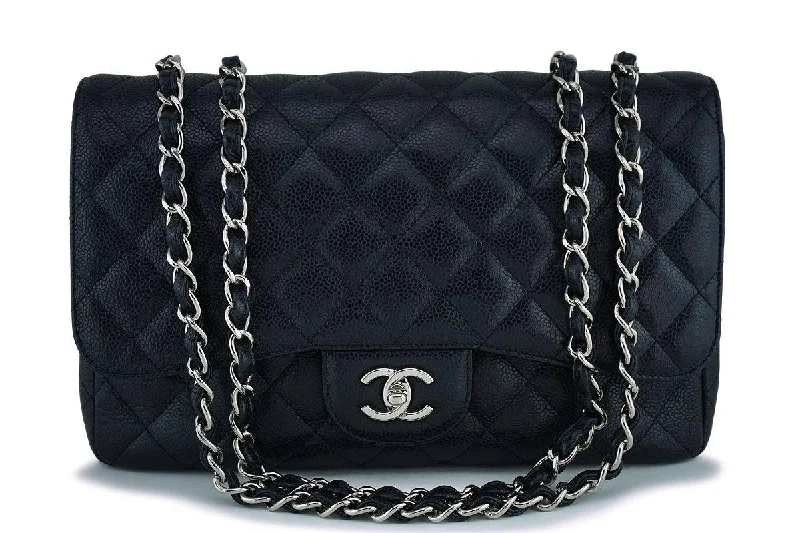 Chanel Black Caviar Jumbo Classic Flap Bag SHW