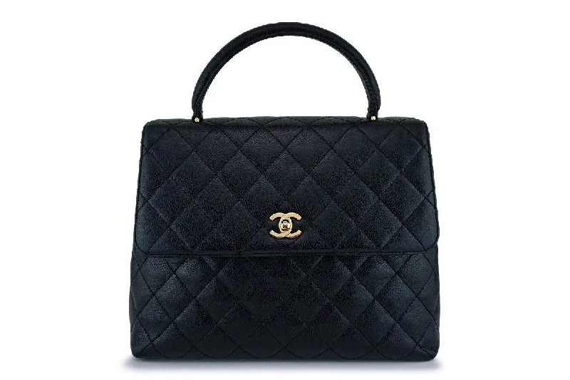 Chanel Black Caviar Kelly Flap Tote Bag 24k GHW