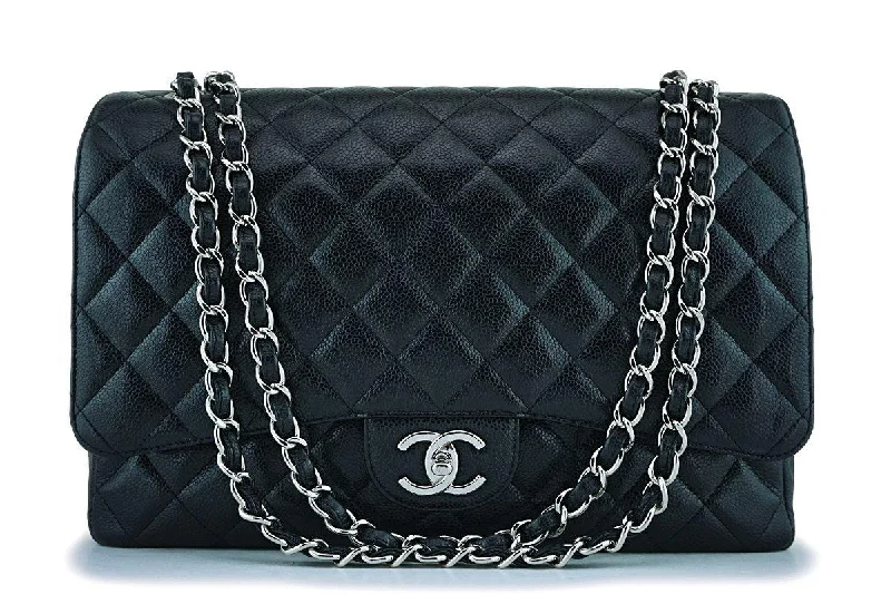 Chanel Black Caviar Maxi "Jumbo XL" Classic Double Flap Bag SHW