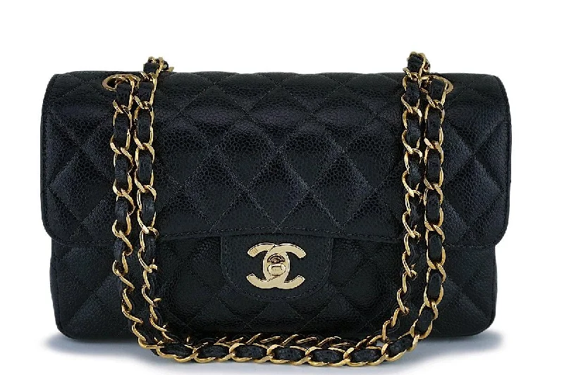 Chanel Black Caviar Small Classic Double Flap Bag 24k GHW