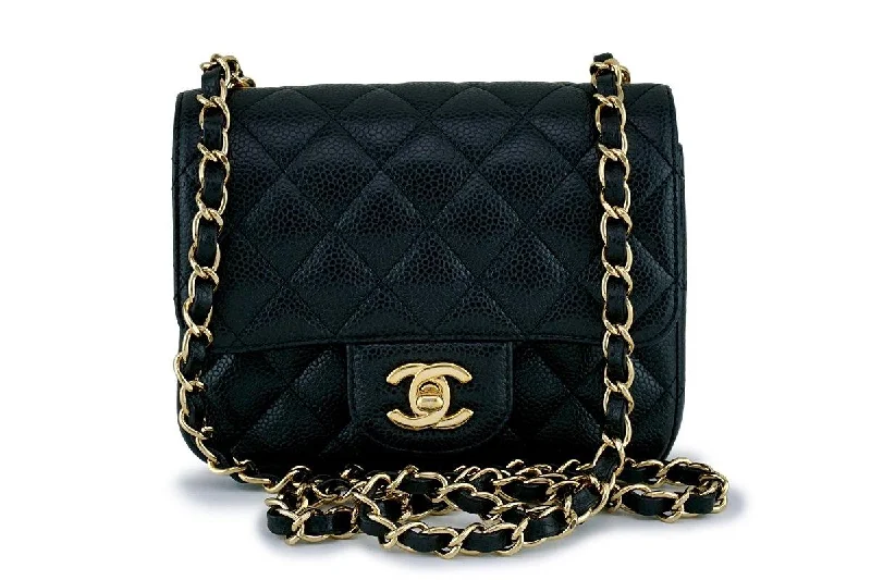 Chanel Black Caviar Square Mini Classic Flap Bag GHW