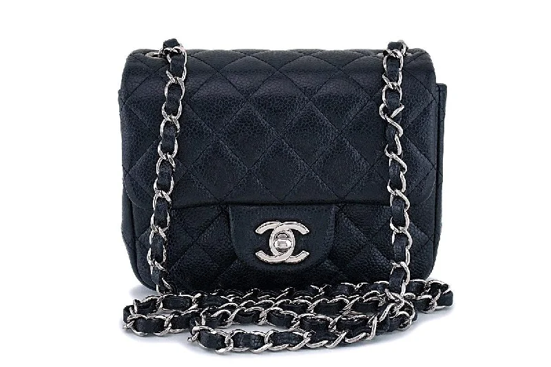 Chanel Black Caviar Square Mini Classic Flap Bag SHW