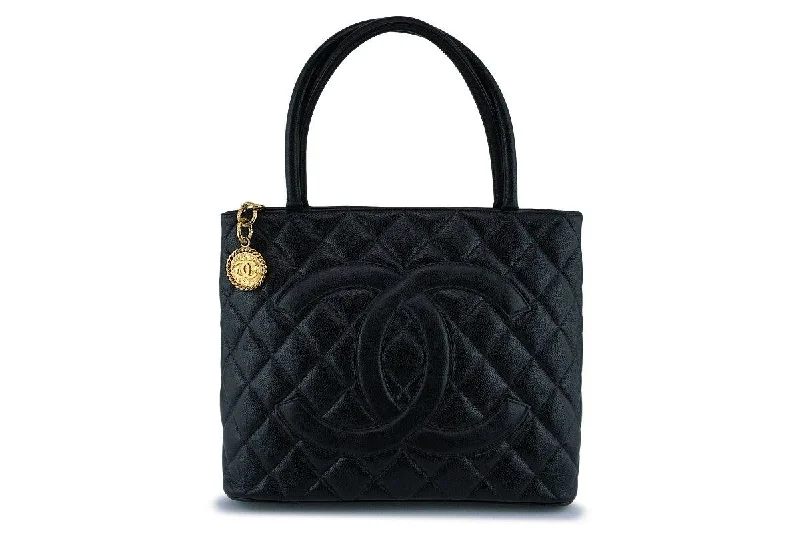 Chanel Black Caviar Timeless Medallion Shopper Tote Bag GHW