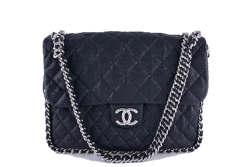 Chanel Black Chain Around Maxi Luxe Flap Bag