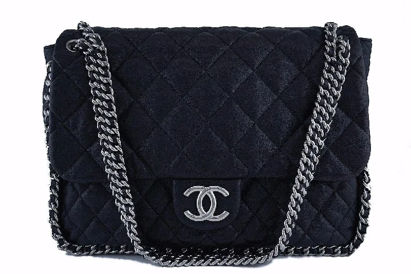 Chanel Black Chain Around Maxi Luxe Flap Bag