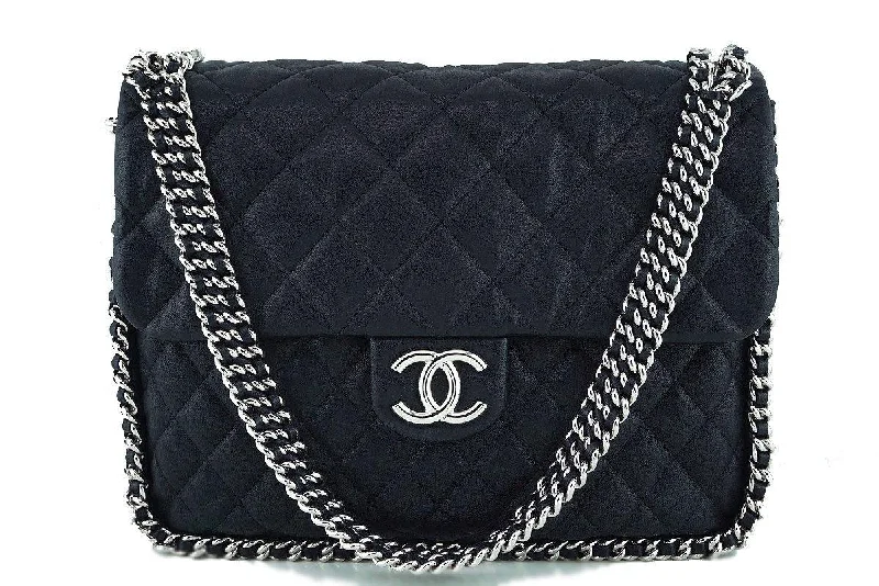 Chanel Black Chain Around Maxi Luxe Flap Bag