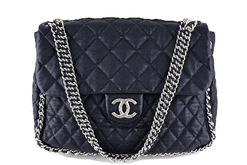 Chanel Black Chain Around Maxi Luxe Flap Jumbo XL Bag