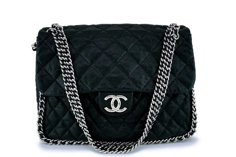 Chanel Black Classic Chain Around Maxi Luxe Flap Bag