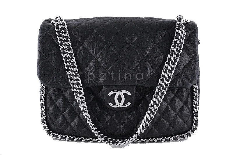 Chanel Black Classic Chain Around Maxi Luxe Flap Bag