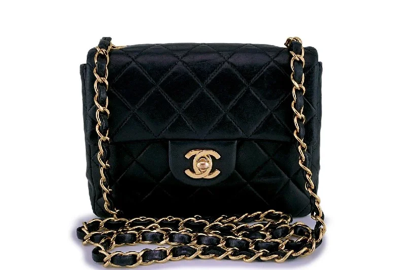 Chanel Black Classic Quilted Square Mini Flap Bag 24k GHW