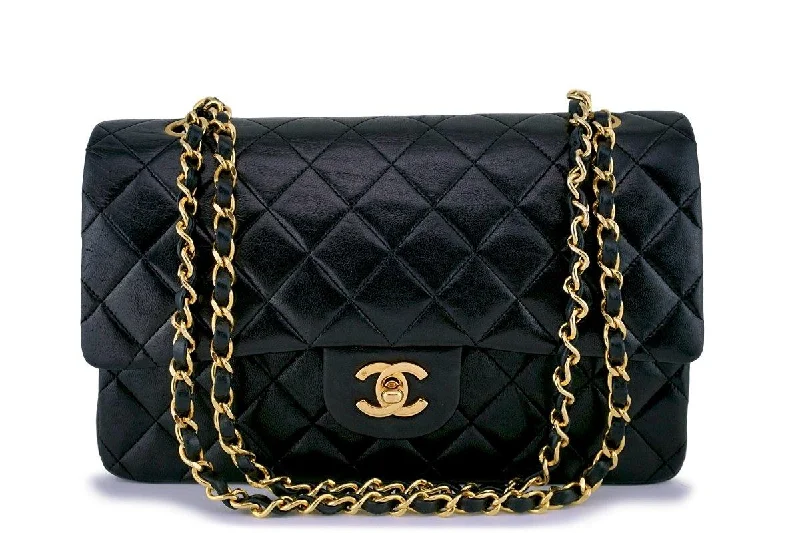 Chanel Black Lambskin Medium Classic Double Flap Bag 24k GHW