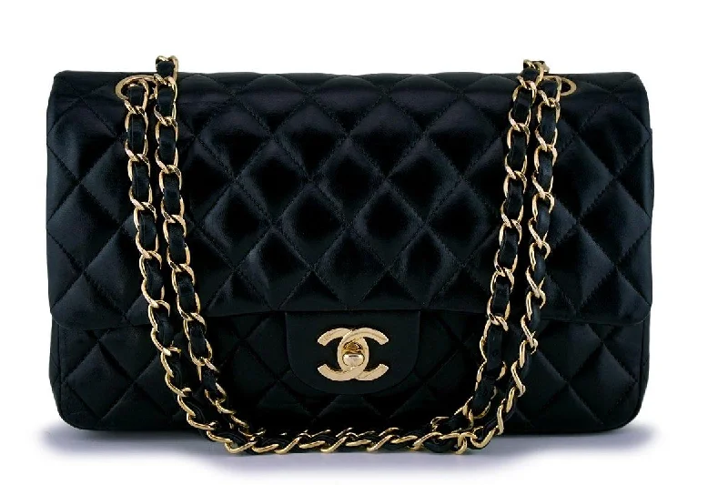 Chanel Black Lambskin Medium Classic Double Flap Bag 24k GHW