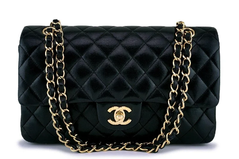 Chanel Black Lambskin Medium Classic Double Flap Bag 24k GHW