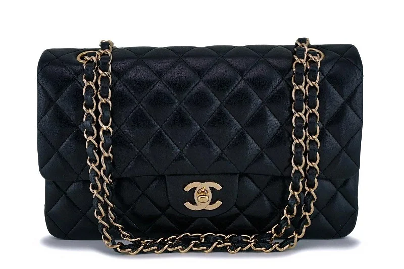 Chanel Black Lambskin Medium Classic Double Flap Bag 24k GHW