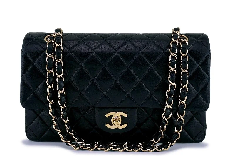 Chanel Black Lambskin Medium Classic Double Flap Bag 24k GHW