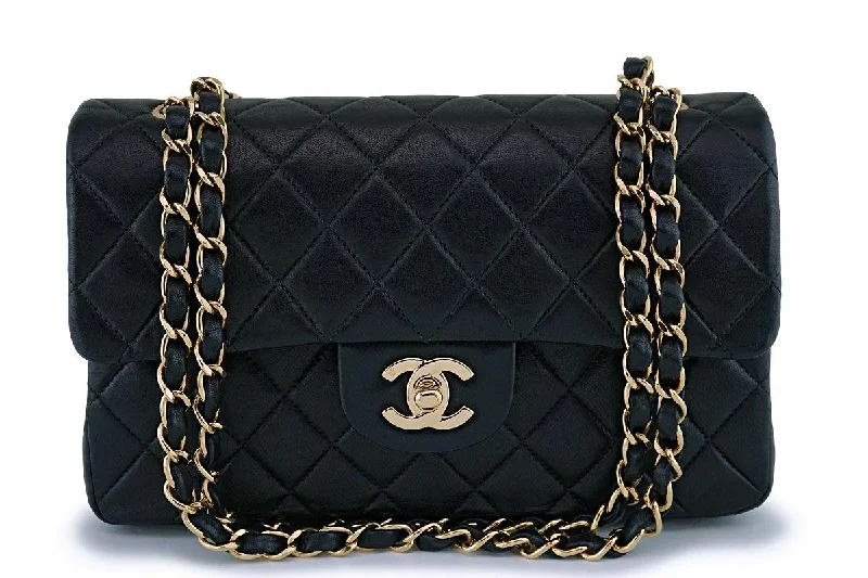 Chanel Black Lambskin Small Classic Double Flap Bag 24k GHW