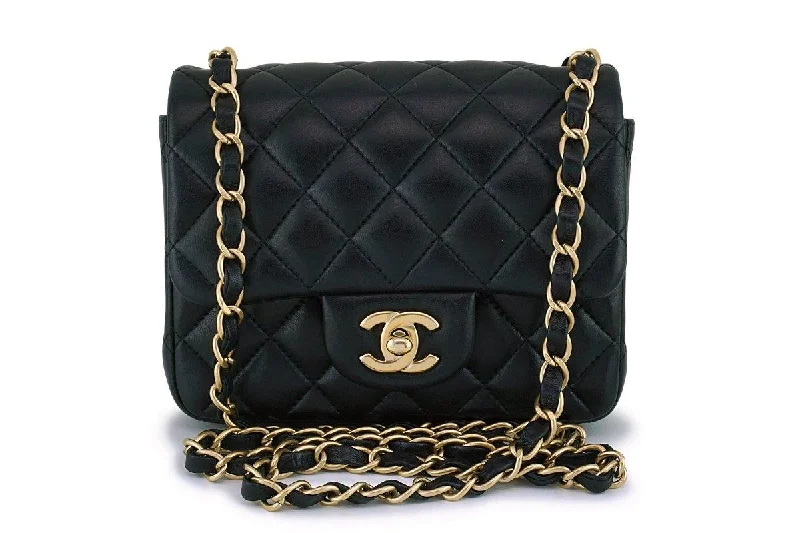 Chanel Black Lambskin Square Mini Classic Flap Bag GHW