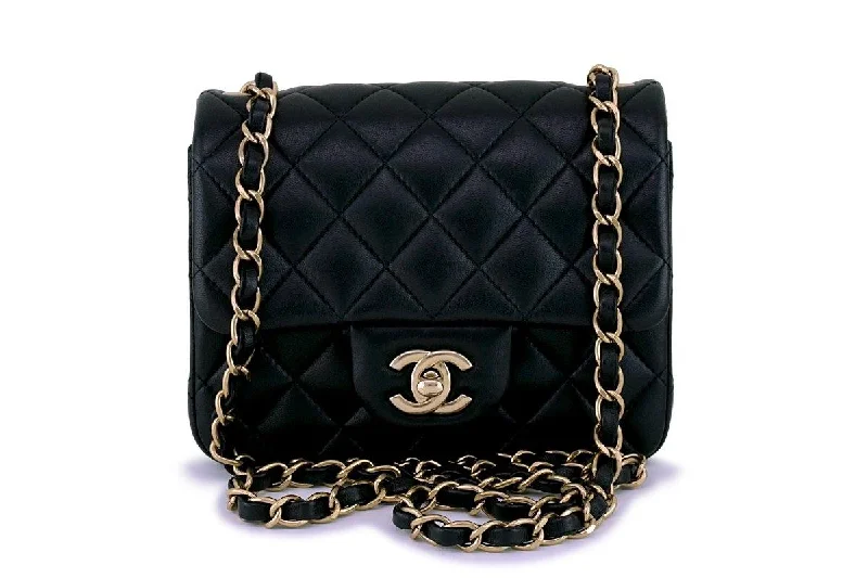 Chanel Black Lambskin Square Mini Classic Flap Bag GHW