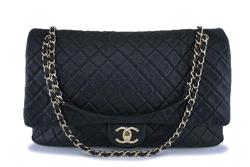 Chanel Black Ltd Airlines Runway Travel XXL Classic Flap Bag GHW