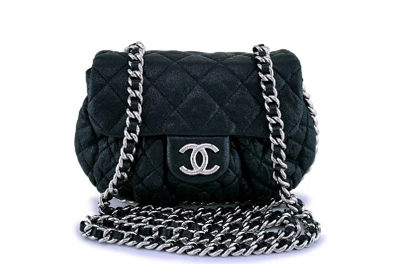 Chanel Black Mini/Small Chain Around Rounded Classic Cross Body Flap Bag SHW