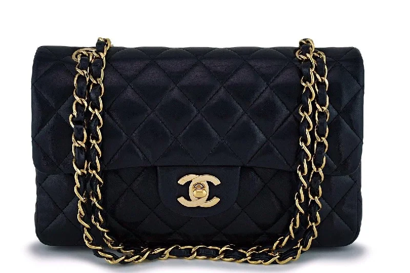 Chanel Black Small Lambskin Classic Double Flap Bag 24k GHW