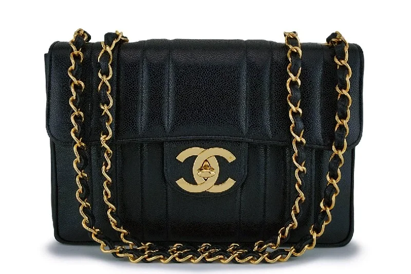 Chanel Black Vintage Caviar Mademoiselle Jumbo Classic Flap Bag 24k GHW