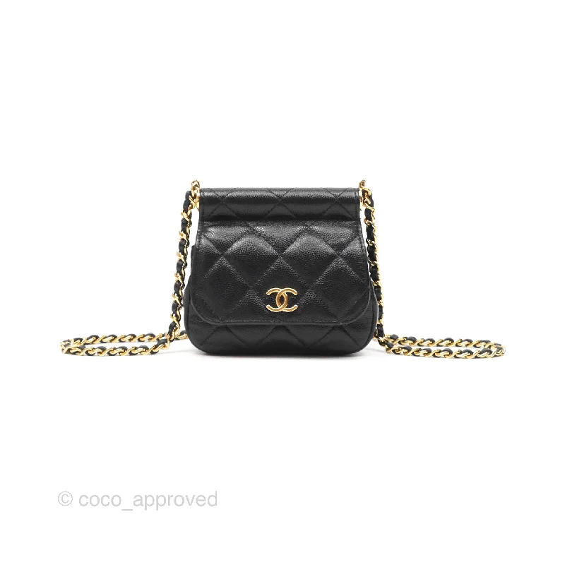 Chanel Clutch with Chain Black Caviar Gold Hardware 22K