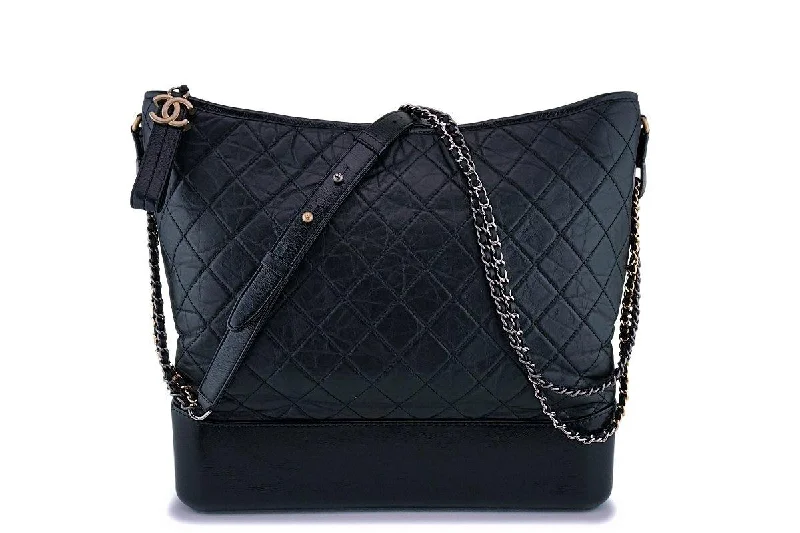 Chanel Large Black Gabrielle Hobo Shoulder Tote Bag