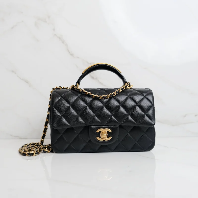 Chanel Mini Rec Black Top Handle