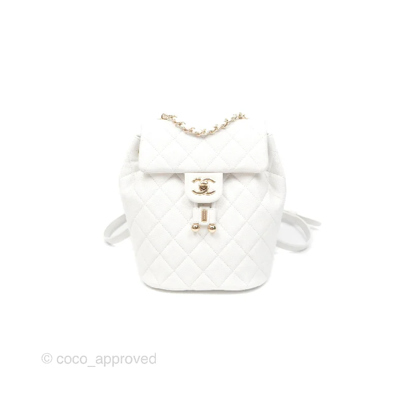 Chanel Mini Urban Spirit Backpack White Caviar Gold Hardware 23S