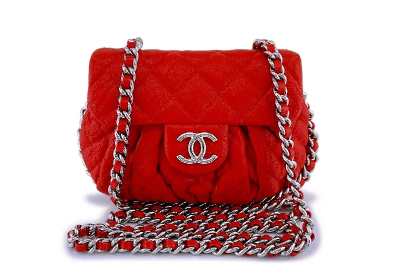 Chanel Red Mini Chain Around Crossbody Flap Bag SHW