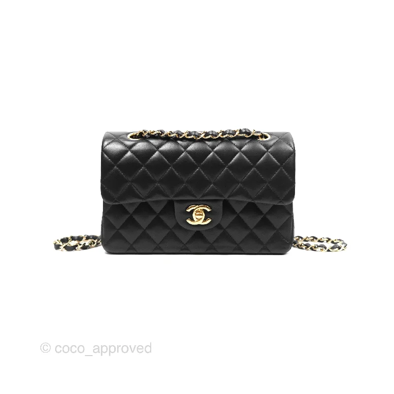 Chanel Small Classic Flap Quilted Black Lambskin Gold Hardware