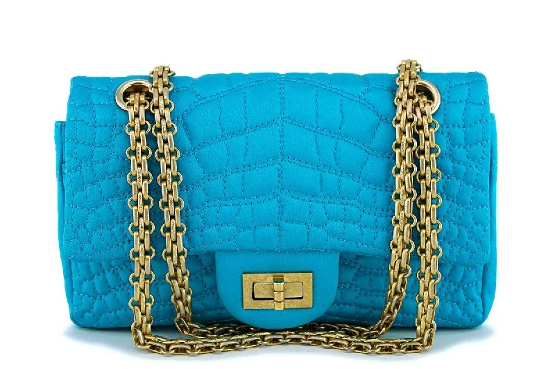 Chanel Turquoise Blue Small/Mini Satin 224 Classic 2.55 Reissue Flap Bag GHW