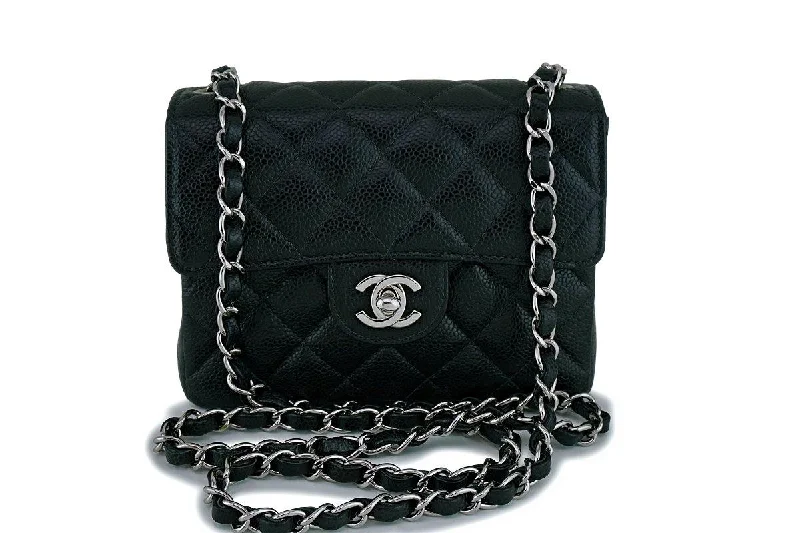 Chanel Vintage Black Caviar Classic Square Mini Flap Bag SHW