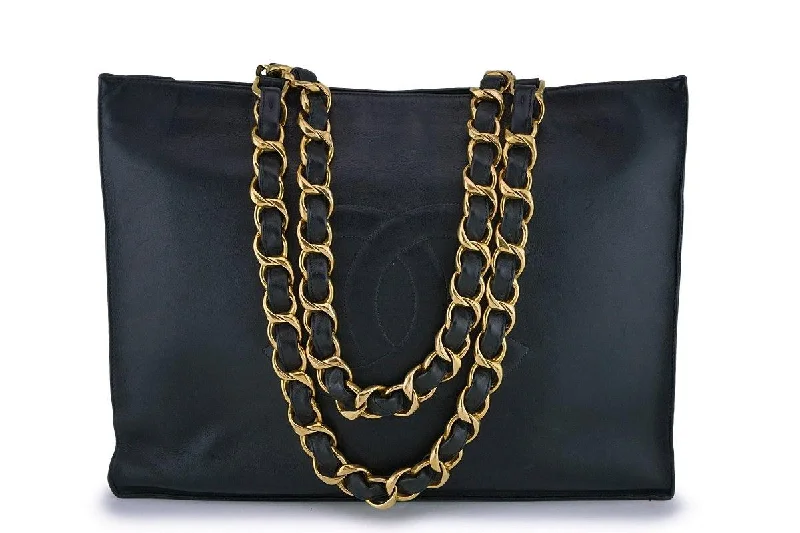 Chanel Vintage Black Chunky Chain Classic Tote Bag 24k GHW