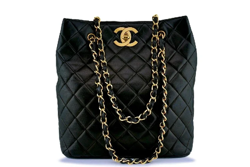 Chanel Vintage Black Jumbo CC Soft Classic Shopper Tote Bag