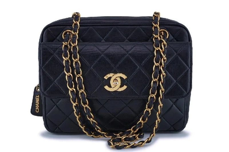 Chanel Vintage Black Lambskin Classic Flap Camera Bag 24k GHW