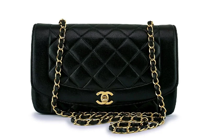 Chanel Vintage Black Lambskin Medium Diana Flap Bag